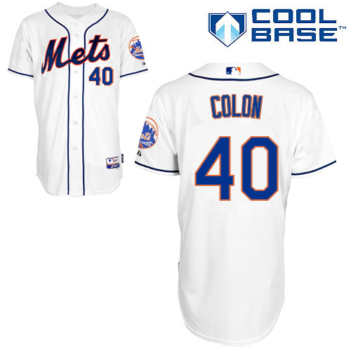 Bartolo Colon #40 MLB Jersey-New York Mets Men's Authentic Alternate 2 White Cool Base Baseball Jersey